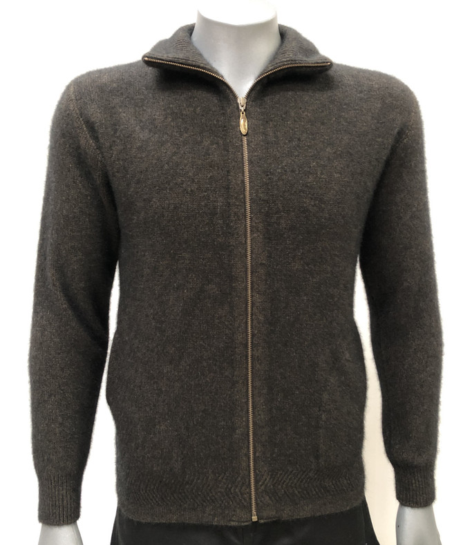 Zip Through Possum Merino Wool Silk Collared Jacket KORU
