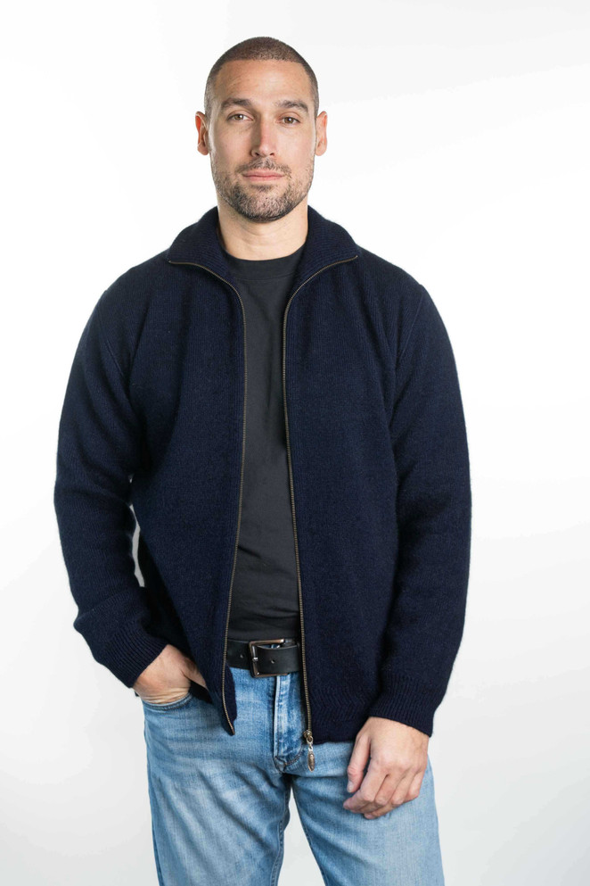 Zip Through Possum Merino Wool Silk Collared Jacket KORU