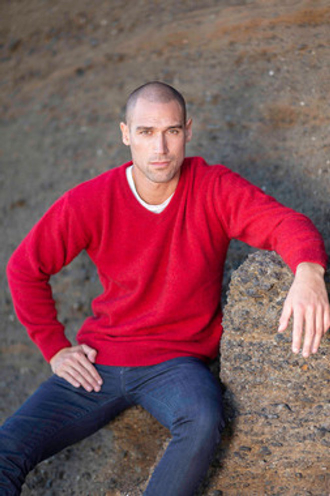 Vee Neck Possum Merino Wool Silk Sweater KORU