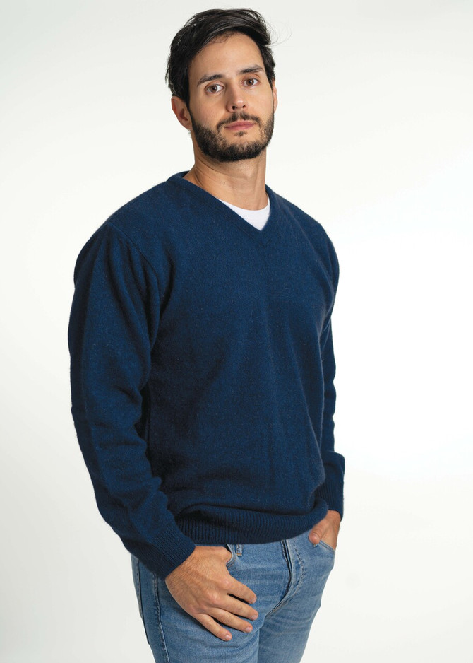 Vee Neck Possum Merino Wool Silk Sweater KORU
