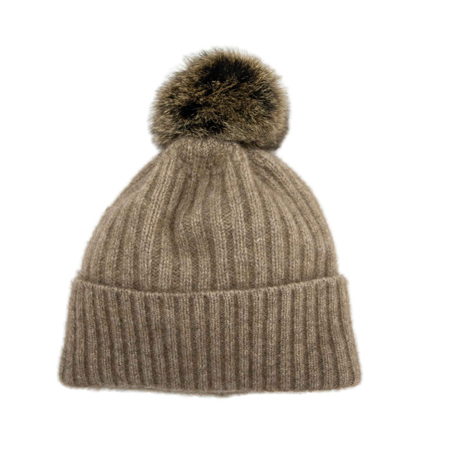 Fur Pom Pom Possum Merino Wool Silk Hat  KORU