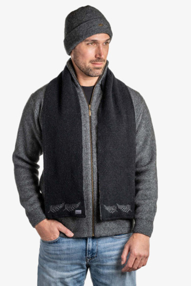 Silver Fern Possum Merino Wool Silk Scarf KORU Silver Fern Possum Merino Wool Silk Scarf KORU