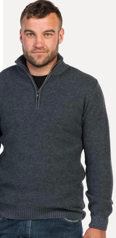 Textured Possum Merino Silk Zip Neck Sweater NATIVE WORLD