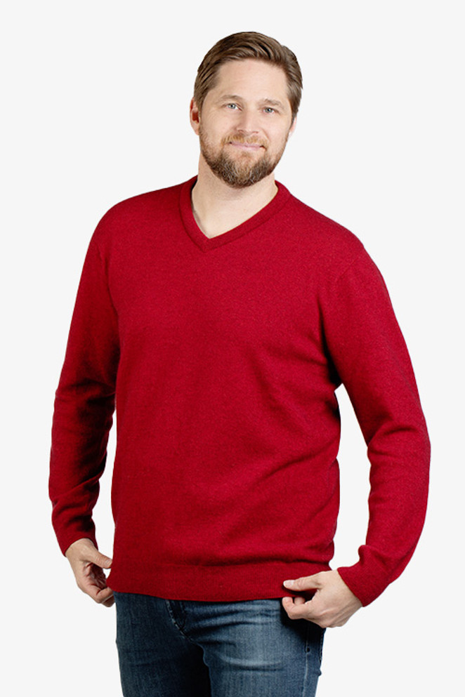 Vee Neck Possum Merino Silk Sweater NZNC