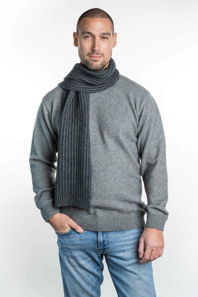 Ribbed Possum Merino Wool Scarf KORU