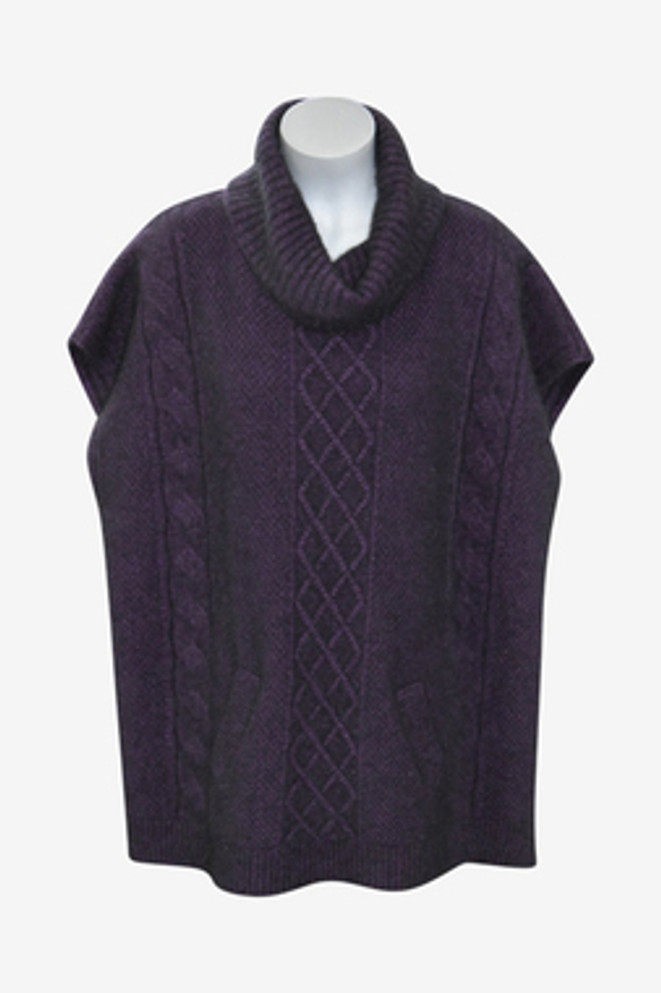 Possum Merino Silk Cable Poncho/Tunic KORU