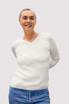 Long Sleeve Rib Wrap Vee Neck Merino Jersey ROYAL
