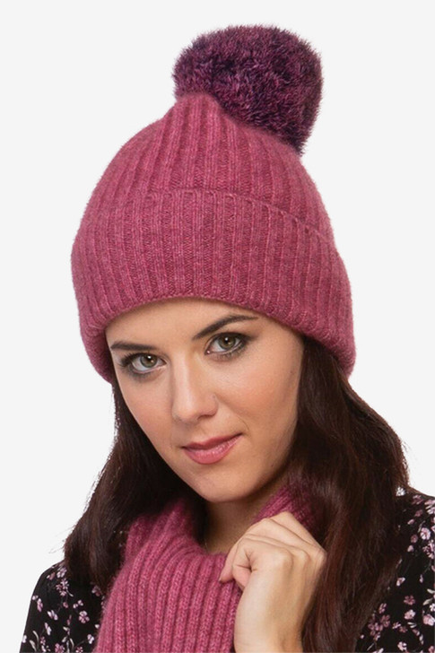 Possum Merino Wool Silk Fur Pom Pom Hat 