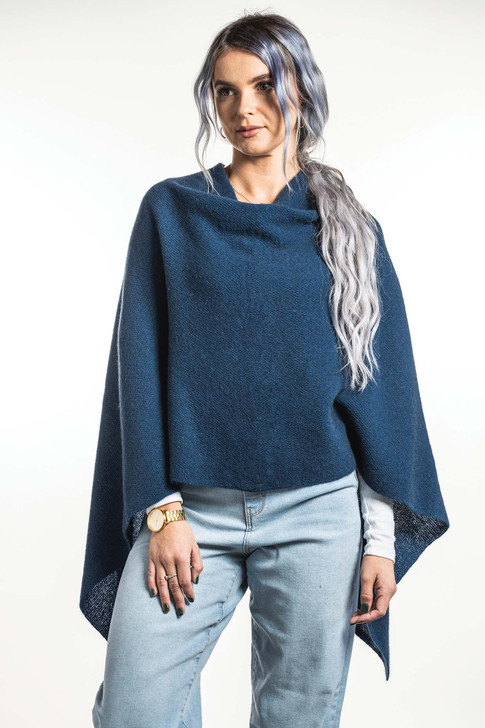 Two Way Possum Merino Silk Poncho KORU