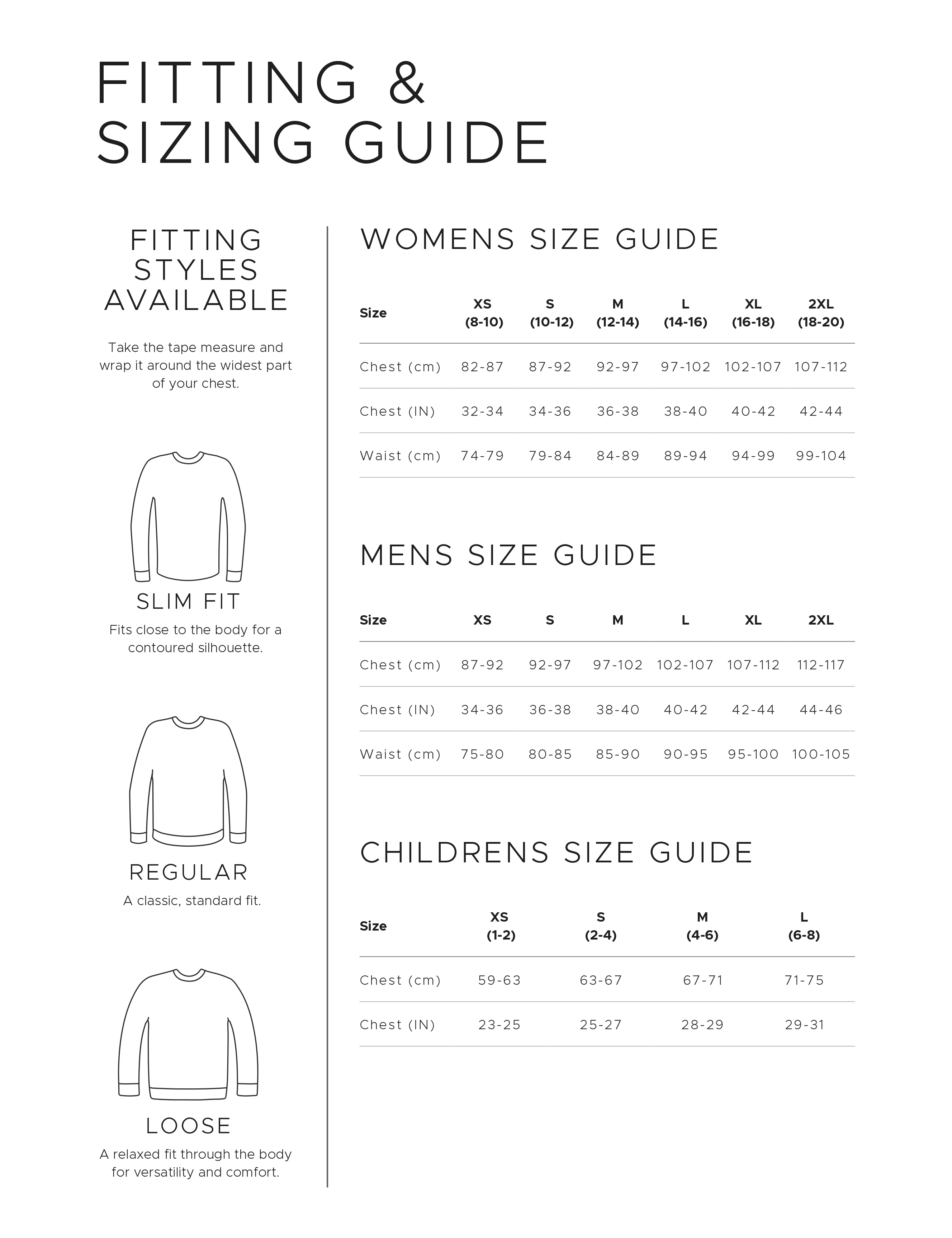 MKM Fitting and Sizing Guide