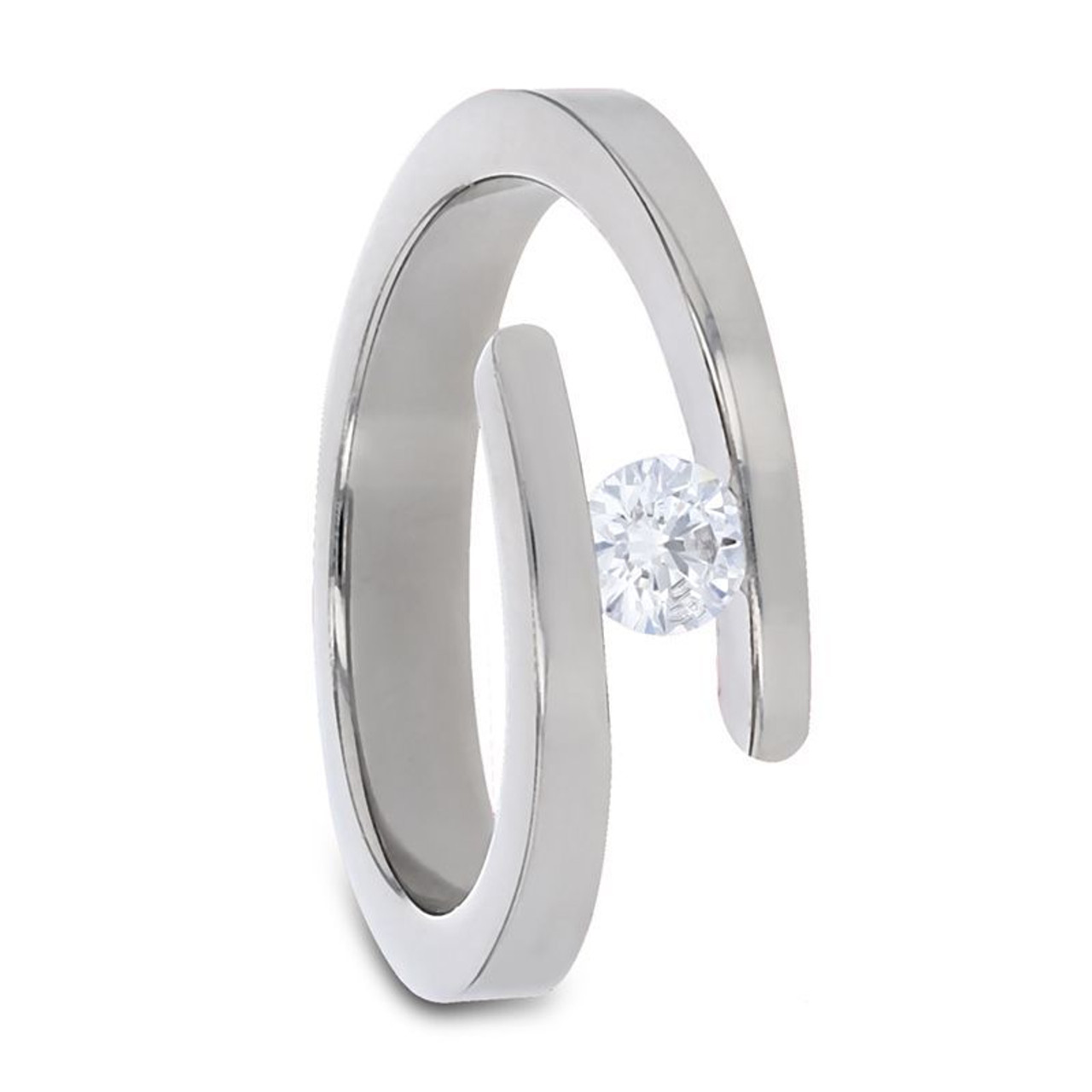 Tension Set Diamond Ring Mounting, 14k WG - Gems of La Costa