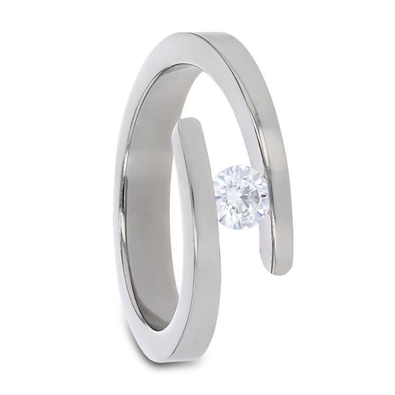 Thorsten Rings - Anna Tension Set Titanium Diamond Ring-4mm-7.00