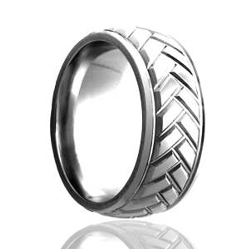 Milled Herringbone Domed Ring