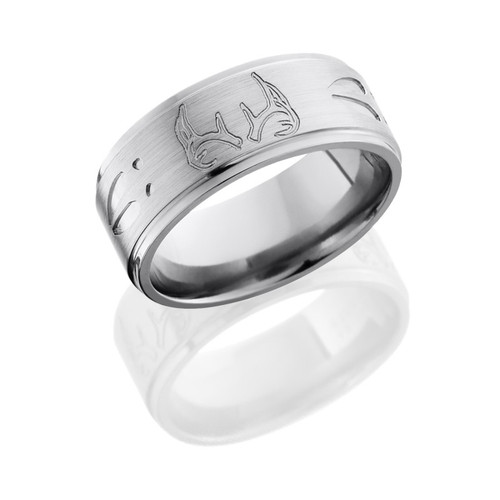 9mm Grooved Edge Deer Tracks and Antler Ring 9mm Grooved Edge Deer Tracks and Antler Ring