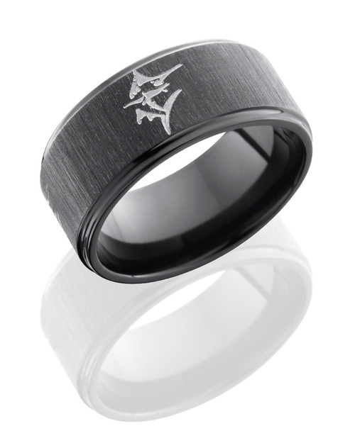 Bass Fish Engraved Tungsten Wedding Band With Personalized