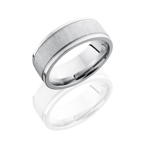 Cobalt Chrome 8 mm Flat Band with Milgrain Cobalt Chrome 8 mm Flat Band with Milgrain