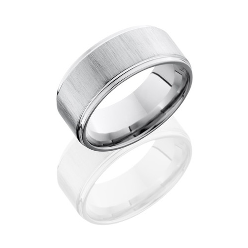 Cobalt Chrome 9mm Flat Band with Grooved Edges and Cross Satin/Polish Cobalt Chrome 9mm Flat Band with Grooved Edges and Cross Satin/Polish