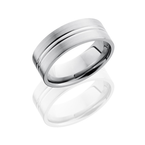 Titanium 8 mm Flat Band with Polished Domed Center and Satin Finish Titanium 8 mm Flat Band with Polished Domed Center and Satin Finish