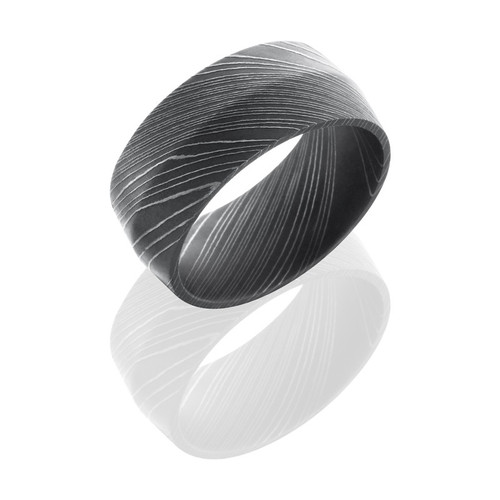 Damascus Steel 10 mm Peaked Band Acid Finish Damascus Steel 10 mm Peaked Band Acid Finish