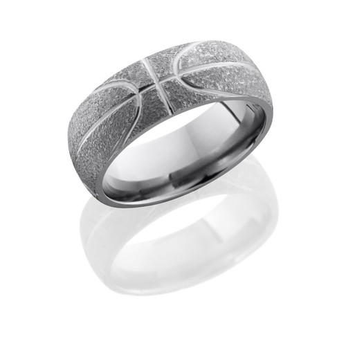 8mm Titanium Basketball Ring with Stipple Polish 8mm Titanium Basketball Ring with Stipple Polish