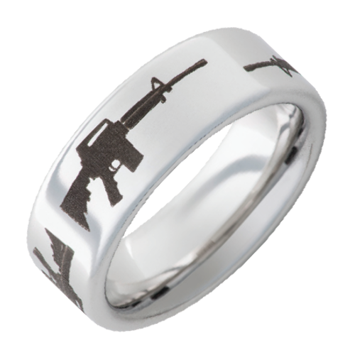 8mm Serinium Pipe Cut Band with AR 15 Laser Engraving