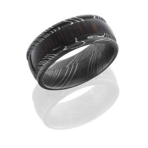9mm Rounded Edge Damascus Steel and 4mm Wenge Wood inlay 9mm Rounded Edge Damascus Steel and 4mm Wenge Wood inlay