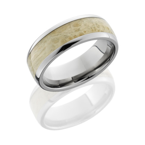 8mm Titanium Domed Band with 5mm Box Elder Burl Wood 8mm Titanium Domed Band with 5mm Box Elder Burl Wood