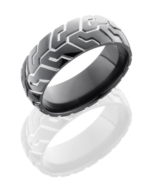8mm Polished Black Zirconium Motorcycle Ring 8mm Polished Black Zirconium Motorcycle Ring