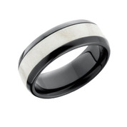 Antler Inlay Black Ceramic Ring