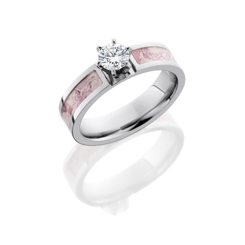 Pink Camo Round Cut CZ Engagement Ring Free Shipping