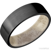 Black Wedding Band with Antler Sleeve