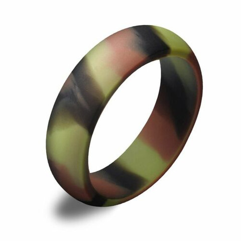 8mm Camouflage Rubber Wedding Band Thin Camo Silicone Ring CAMOKIX