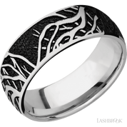 Titanium Domed Band with Laser Carved Branches