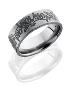 Deer Antlers Flat Titanium Ring