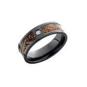 Black Zirconium camo ring with .05 bezel set diamond