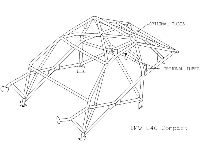Custom Cages BMW E46 Compact International Multipoint T45 Roll Cage Kit