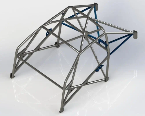 BMW F80 M3 T45 Multipoint Roll Cage Kit M Sport - shown with Optional Tubes (dark blue)