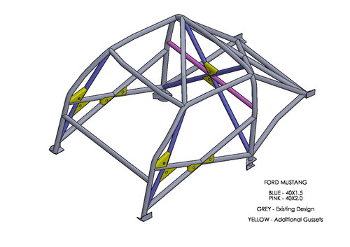 Custom Cages Ford Mustang Notchback International T45 roll cage kit