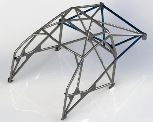 BMW F82 M4 T45 Multipoint Roll Cage Kit FIA Certificated shown with Optional  Tubes (dark blue)
