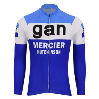 Gan Mercier Hutchinson Blue Retro Cycling Jersey (with Fleece Option)