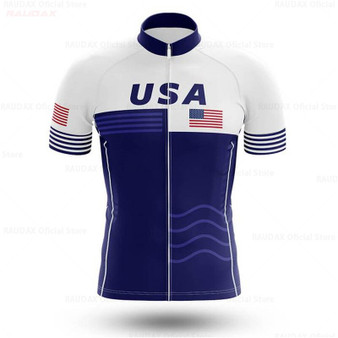 USA Blue White Cycling Team Jersey