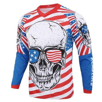 USA Skull Long Sleeve Cycling Jersey