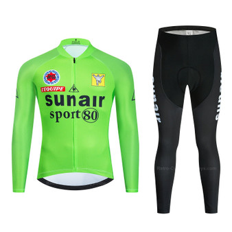 Sunair Sport 80 Green Retro Cycling Jersey Long Set (with Fleece Option)