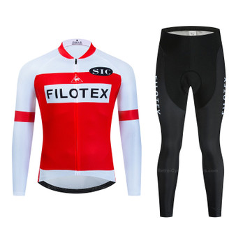 Filotex Red Retro Cycling Jersey Long Set (with Fleece Option)