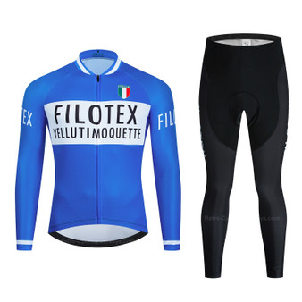 Filotex Blue Retro Cycling Jersey Long Set (with Fleece Option)