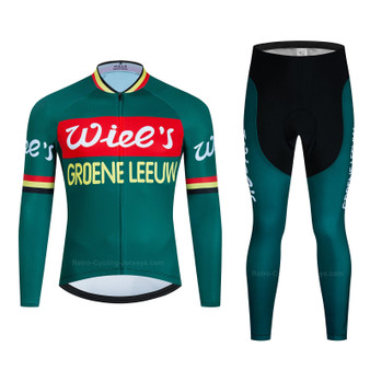 Wiel's Groene Leeuw Retro Cycling Jersey Long Set (with Fleece Option)