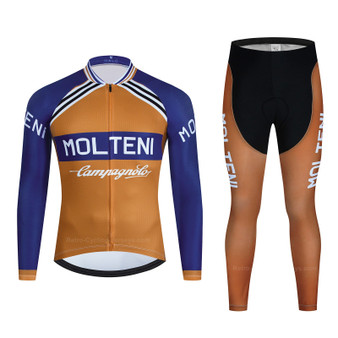 Molteni Brown Retro Cycling Jersey Long Set (with Fleece Option)