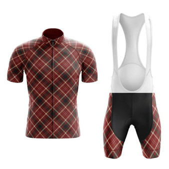 Tartan Light Red Cycling Jersey Set