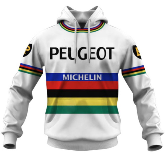 Peugeot Michelin BP White Retro Cycling Hoodie