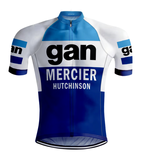 Gan Mercier Hutchinson Blue Retro Cycling Jersey